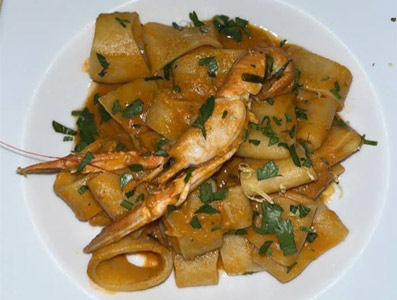 Paccheri con scampi